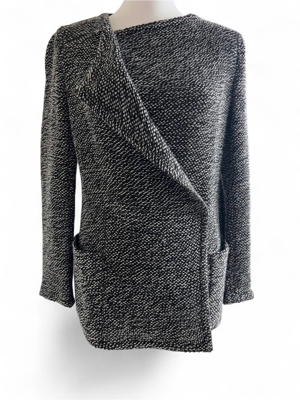 Akris Punto Wool Cashmere Blend Asymmetric Knit Jacket Coat Size US 4